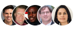 5-star-user-img A row of five headshot photos forms a cohesive header image, each inside a circular frame. The group features three men with varying skin tones and hairstyles and one woman with dark hair, all facing forward—ideal for pricing pages.