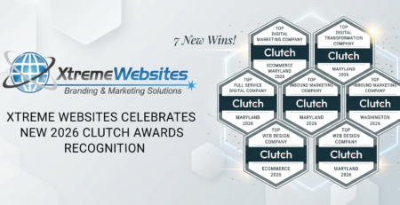 Award Winning Digital Marketing Agency Xtreme Websites celebrating 2026 Clutch Awards for web design, inbound marketing, and digital transformation excellence