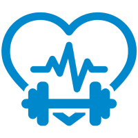 Blue outline of a heart with an electrocardiogram line inside, above a barbell, symbolizing health, fitness, and cardiovascular wellness on a light background—perfect for wellness marketing or use by a gym marketing agency.