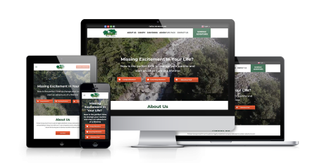 A website with the headline “Missing Excitement In Your Life?” is displayed responsively on a smartphone, tablet, laptop, and desktop monitor, showcasing the thrill of Puntzan Canopy with a consistent design and layout across all devices.