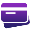A stylized icon of a credit card in shades of purple, featuring a white stripe and a horizontal white bar symbolizing card details—perfect for illustrating best CRM software for small businesses, set against a light background with a shadow effect.