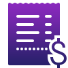 An icon of a purple receipt with white lines representing text and a large dollar sign in the bottom right corner, perfect for illustrating the best CRM software or automation company solutions.