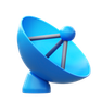 A 3D illustration of a blue satellite dish with three metal supports, positioned upward at an angle, on a plain light background—perfect for visualizing press release marketing and credibility boosters in tech communications.