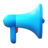 A blue megaphone with a red button, shown from the side on a light background, symbolizes effective PR strategy and powerful press release distribution.